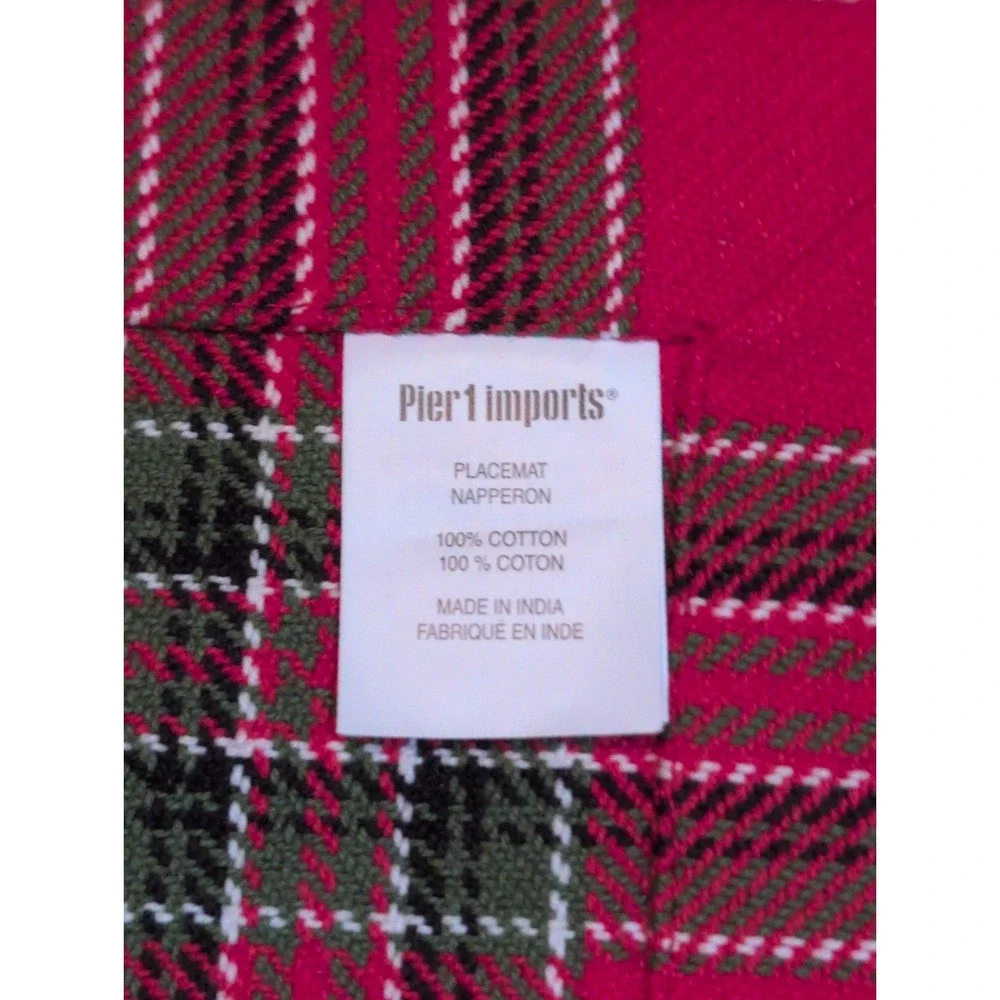 NWT Pier 1 Red Tartan Plaid Christmas 19